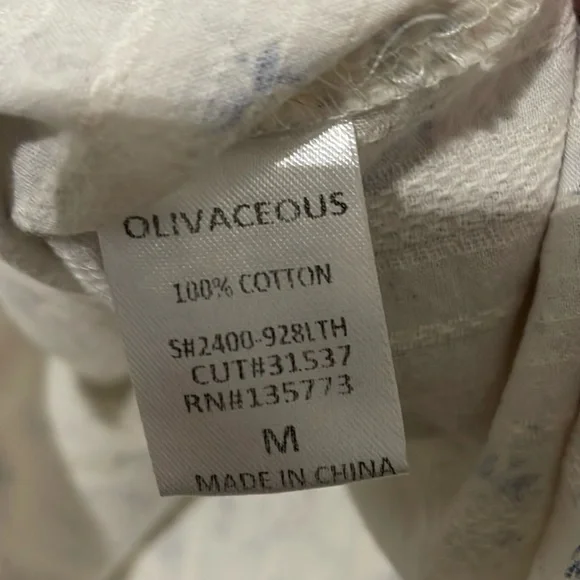 NWOT Olivaceous Puff Sleeve Blouse - Cream and Blue Floral Size M - Picture 5 of 7